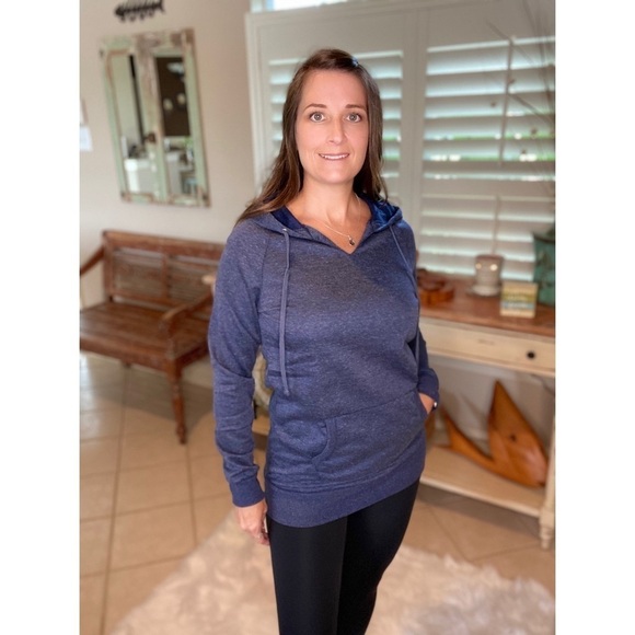 Drawstring Hoodie Kangaroo Pocket Navy 3520 - Picture 4 of 9